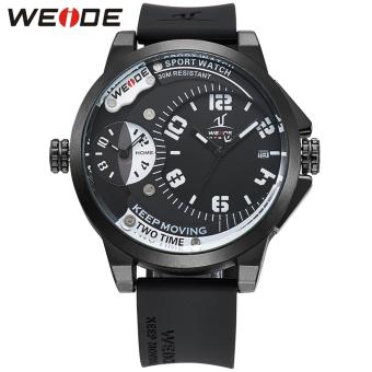 WEIDE UV1501 Luxury Brand Men Military Sports Watches Men's Quartz 2 time zone 30m water resistance Eclipse Series - Hitam