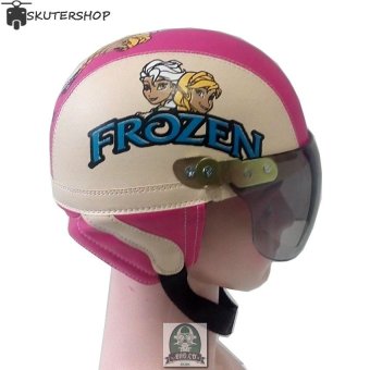 Broco Helm Anak anak broco retro kaca riben lucu usia 1 sampai 4 tahun Motif Frozen - Krem/Pink