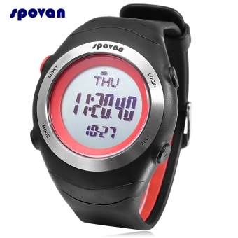 SPOVAN SPV908 Male Digital Sport Watch Heart Rate Tracker 3D Intelligent Pedometer SPL Wristwatch (Red) - intl
