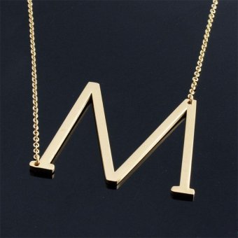 Women Fashion Alphabet English ABC Letters Pendant Chain Rope Necklace Gold - intl