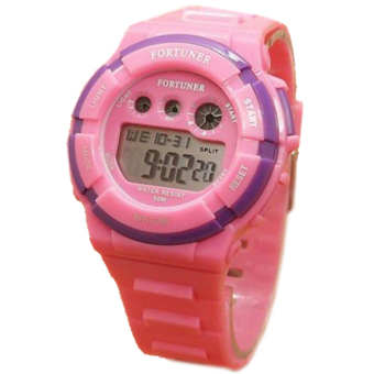 Fortuner Digital Jam Tangan Wanita - Pink-Ungu - Rubber Strap - F631