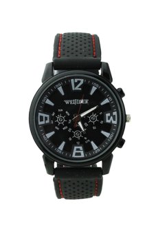 BODHI Men Fashion Military Pilot Aviator Silicone Outdoor Sport Wrist Watch (Black)