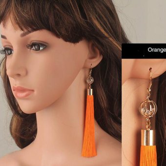 LoveU Lady's Unique National Wind Retro Exaggerated Tassel Long Section Earrings intl