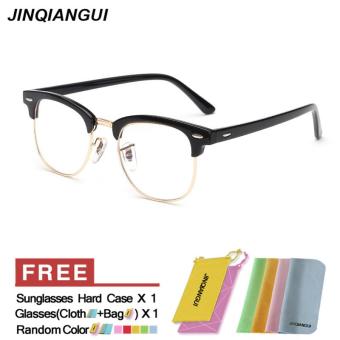 JINQIANGUI Fashion Glasses Frame Square Glasses BlackGold Frame Glasses Plastic Frames Plain for Myopia Men Eyeglasses Optical Frame Glasses - intl