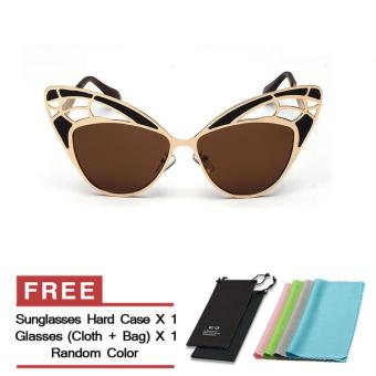 Women's Eyewear Sunglasses Women Mirror Cat Eye Retro Sun Glasses Brown Color Brand Design (Intl)