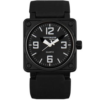 INFANTRY INFILTRATOR Mens Analog Watch Square Army Russian Style Black Rubber