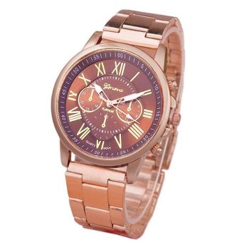 CE Geneva three steel strip watch double level fashion ladies watch fashion alloy watch fashion watch fashion single product couple fashion watch selling single product round dial rose gold watch brown dial - intl