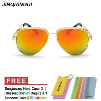 JINQIANGUI Sunglasses Men Pilot Titanium Frame Sun Glasses Red Color Eyewear Brand Designer UV400 - intl