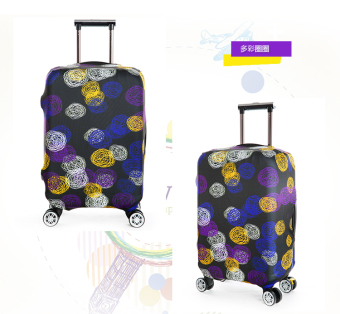 FLORA Stretchable Elasticy 22-24 inch Waterproof Suitcase Luggage Protective Cover to Travel-Colorful circle - intl