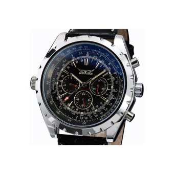 JARGAR Mens Round Dial Automatic Mechanical Wrist Watch with Date/Week /PU Band Black - intl