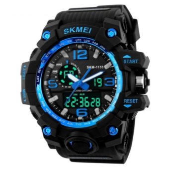 CYOU Big Dial Men Digital Watch Military Clock Men Wristwatch WaterResistant Auto Date Calendar LED Sports Watches Men (Blue) - intl