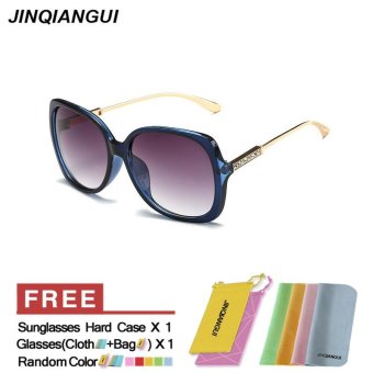 JINQIANGUI Sunglasses Women Polarized Butterfly Plastic Frame Sun Glasses Blue Color Eyewear Brand Designer UV400 - intl
