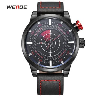 [100% Genuine]Mens Watches WEIDE Top Brand Luxury Casual Military Quartz Sports Wristwatch Leather Strap Male Clock Watch - intl