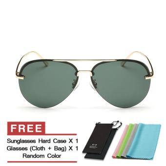 Sunglasses Polarized Men Mirror Sun Glasses GreenGold Color Brand Design (Intl)