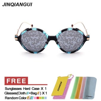 JINQIANGUI Sunglasses Men Round Retro Plastic Frame Sun Glasses BlueSilver Color Eyewear Brand Designer UV400 - intl