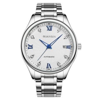 GUANQIN FS80006-A1 Automatic Self-wind Men Steel Watch Diamond Calendar (Silver White)
