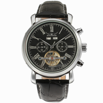 NEW Jargar Men Mechanical Dress Watch Tourbillon Automatic Wristwatch Black Leather Strap Gift Box JAG540M3S1