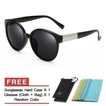 JINQIANGUI Sunglasses Men Round Retro Black Color Polaroid Lens Plastic Frame Driver Sunglasses Brand Design - intl