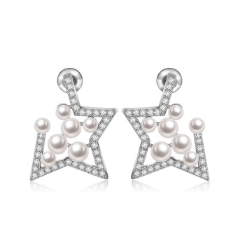 Danki Charm Pearl Earrings Stud Solid 925 Sterling Silver Jewelry Women Gift
