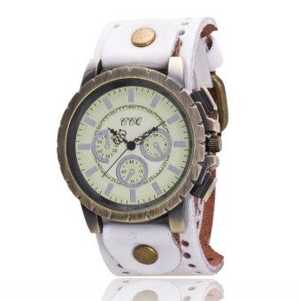 CCQ Fashion Men Date Stainless Steel Leather Analog Quartz Sport Wrist Watch - intl