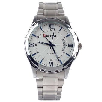 EYKI EFL8552AG Stylish Men's Full Automatic Mechanical Wrist Watch w/ Simple Calendar (Silver)