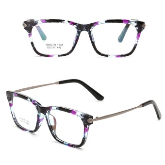 JINQIANGUI Fashion Glsses Frame Square Glasses Purple Frame Glasses Plastic Frames Plain for Myopia Men Eyeglasses Optical Frame Glasses - intl