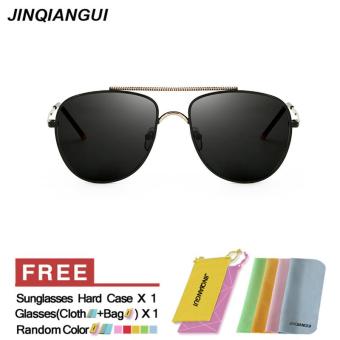 JINQIANGUI Sunglasses Men Polarized Pilot Titanium Frame Sun Glasses Black Color Eyewear Brand Designer UV400 - intl