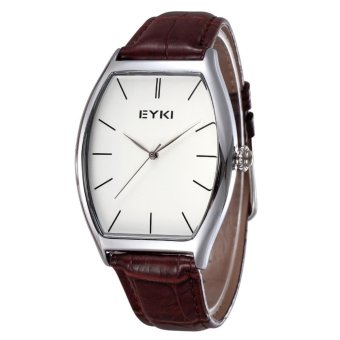 kobwa Fashion Casual Wristwatches Genuine Leather Strap Watch Women Men Tonneau Dial EYKI Brand Lovers' Watches (coffeesilverwhitemen) - intl