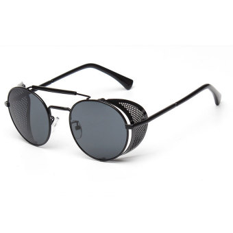 Sunglasses Women Mirror Round Retro Sun Glasses Grey Color Brand Design (Intl)