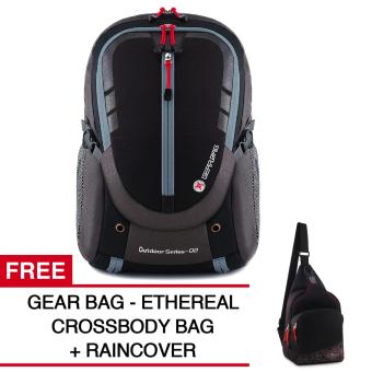 Gear Bag - Rebellion K2-SO Tas Laptop Backpack - Black Grey + Raincover + FREE Gear Bag - Ethereals Crossbody