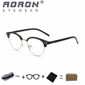 [Buy 1 Get 1 Freebie] AORON Brand Retro Reading Glasses Anti-fatigue Computers Glasses Anti-blue Light Eyeglasses 8822(Sand Black) - intl
