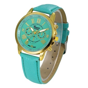 Women Fashion Geneva Roman Numerals Faux Leather Analog Quartz Wrist Watch MG - intl