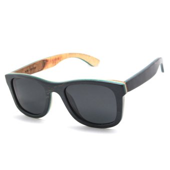 CHASING Wood panels vintage women and men handmade sunglasses wooden Sun glasses with polarized lens eyewear CS10110J Black
