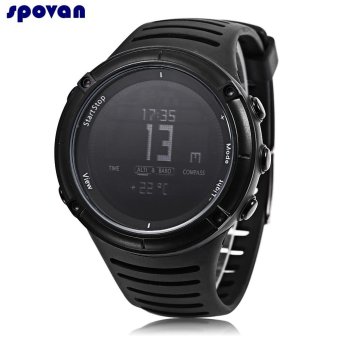 SPOVAN SPV808 Digital Outdoor Sports Watch Altimeter Compass Barometer Dual Time 5ATM Wristwatch (Black) - intl
