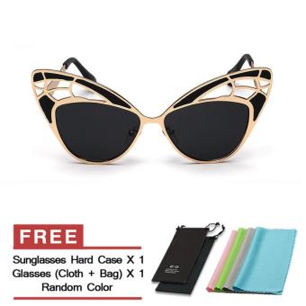 Women's Eyewear Sunglasses Women Mirror Cat Eye Retro Sun Glasses Black Color Brand Design (Intl)