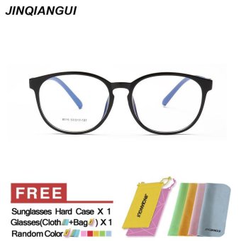 JINQIANGUI Glasses Frame Men Round Retro Plastic Eyewear Blue Color Frame Brand Designer Spectacle Frames for Nearsighted Glasses - intl