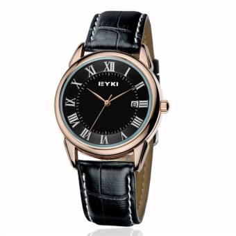 Eyki Brand Male Business Watch with Leather Strap (Black)