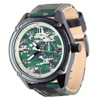 CURREN 8183 CURREN 8183 Sports Men Quartz Watch Canvas-leather Strap Army Wristwatch (GREEN)