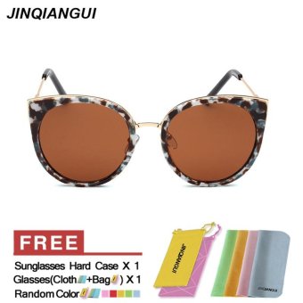 JINQIANGUI Sunglasses Women Polarized Cat Eye Retro Plastic Frame Sun Glasses Leopard Color Eyewear Brand Designer UV400 - intl
