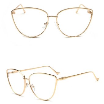 JINQIANGUI Glasses Frame Women Cat Eye Retro Titanium Eyewear Gold Color Spectacle Frames for Nearsighted Glasses - intl