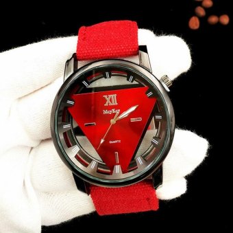 CE inverted triangle hollow perspective watch male cowboy canvas men's watches Europe and the United States selling fashion single product watch selling single product round dial red strap red dial - intl