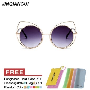 JINQIANGUI Sunglasses Women Polarized Cat Eye Retro Titanium Frame Sun Glasses Grey Color Eyewear Brand Designer UV400 - intl