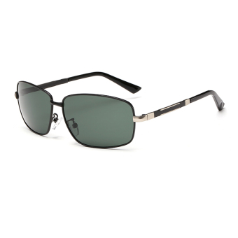 Men Sunglasses Polarized Mirror Rectangle Sun Glasses GreenBlack Color Brand Design (Intl)