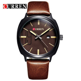 [100% Genuine]CURREN Quartz-Watch Curren Watch Leather Wristwatches Men Curren Watches Clock 8212 - intl