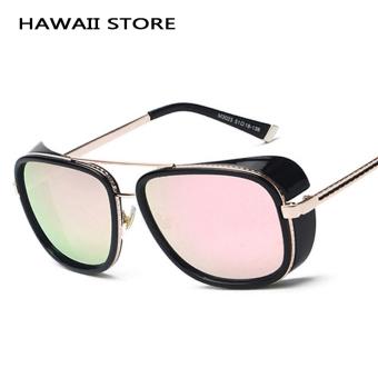 IRON MAN 3 Matsuda TONY Steampunk Sunglasses Men Mirrored Designer Brand Glasses Vintage Sports Sun glasses (BLACK PINK) - intl