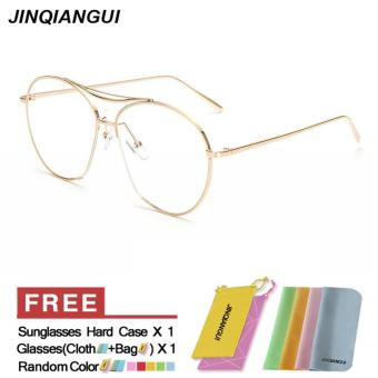 JINQIANGUI Fashion Glasses Frame Irregular Glasses Gold Frame Glasses Titanium Frames Plain for Myopia Men Eyeglasses Optical Frame Glasses - intl