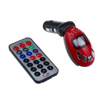 UJS LCD Wireless FM Transmitter Car Kit MP3 Player Support USB SD MMC Slot Red