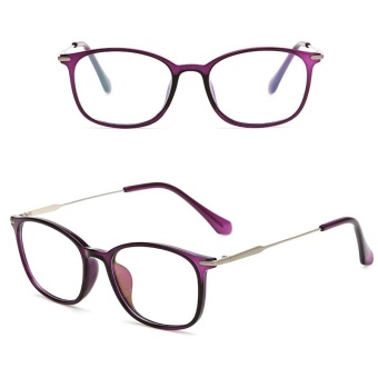 JINQIANGUI Fashion Glsses Frame Square Glasses Purple Frame Glasses Plastic Frames Plain for Myopia Men Eyeglasses Optical Frame Glasses - intl