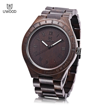 MiniCar UWOOD UW - 1001 Male Quartz Watch Wooden Case Luminous Pointer Daily Water Resistance Wristwatch Deep brown(Color:Deep brown) - intl