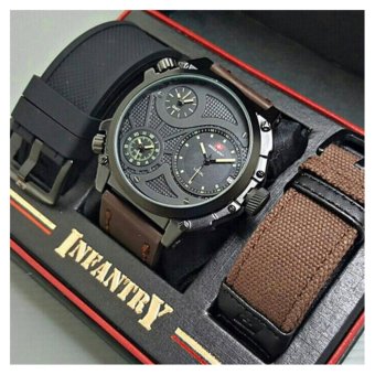 Swiss Army infantry - SA1430RA - Jam Tangan Pria - Strap Kulit coklat tua